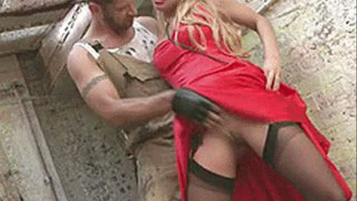 Filthy blonde slut gets fucked up her stinkhole by a well hung rednck with swollen cock - low