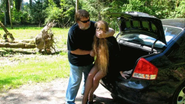 Long Haired Blonde Hand Gagged, Locked in Car Trunk!