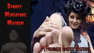 Spooky Miniature Mayhem: The Halloween Giantess Spectacle with Buddahs Playground- a giantess goddess clip with tit smothering- ass smothering- face sitting- POV cosplay- costume-Halloween