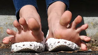 Paula's long toes and red toenails 6