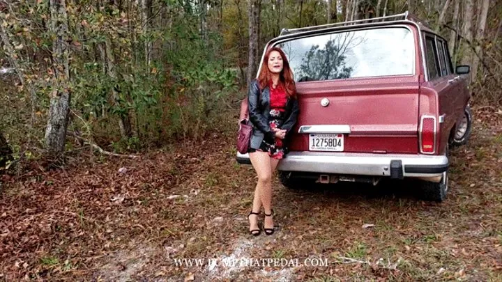 PTP1297 - Vivian Ireene Pierce Cranking Jeep in Pantyhose, Heels & Mini-skirt for Co-worker - Custom 1297