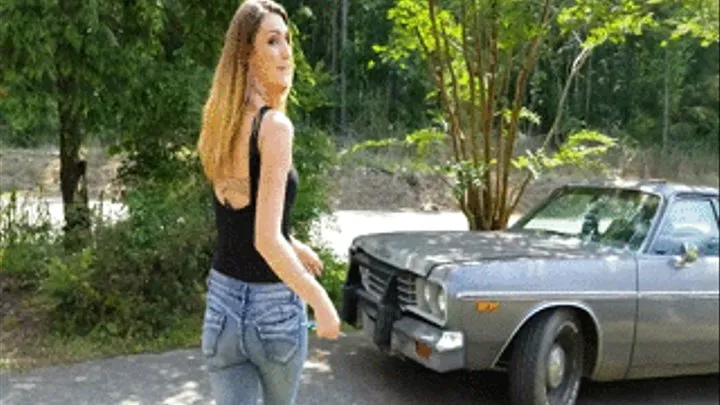 Sasha Lux Wants to Drive Your Old Dodge, If She Can Get It Started in Socks & Sandals - Custom 988