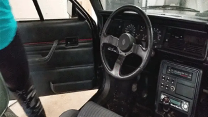 Paige Erin Turner Cranking the 1987 Renault GTA in the Garage in Thigh High Boots - Custom 918