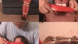 STRICT BONDAGE IN RED PANTYHOSE!!-MED SIZE