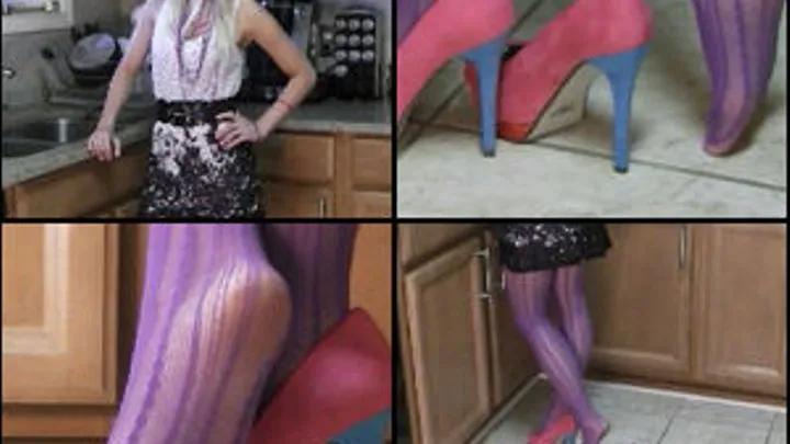 Barb Dipping in Purple Pantyhose & Pink Pumps