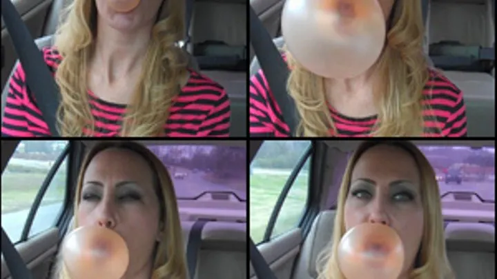 Cassandra Blowing Bubbles while Riding Back w/ Scarlet