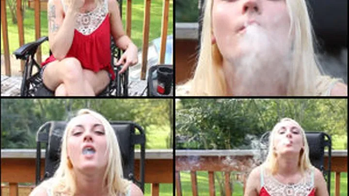 Kamilla Smoking in Red Tank Top