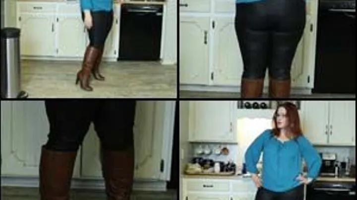 Brown Knee Boots with Leather Leggings for Sale