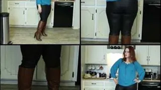 Brown Knee Boots with Leather Leggings for Sale