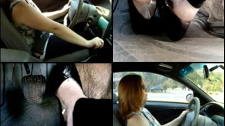 Scarlet Driving in Black Ballet Flats