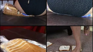 Jane Crushes Bread with her Butt & Feet & Offers Them to You