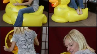 Buddah Playing with the Large Inflatable Duck