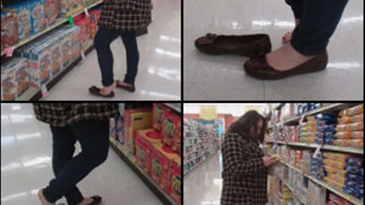 Jeanell Dipping in Flats at the Grocery Store