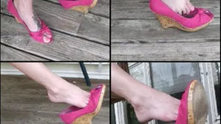 Kristen Dangling Pink Wedge Pumps