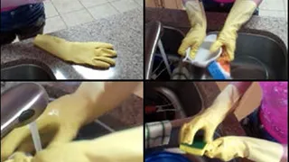 Sugar Sweet Doing Dishes in Yellow Gloves