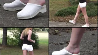 Cassandra in White Nurse Clogs