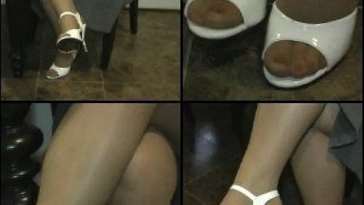 Scarlet in Tan Pantyhose & High Heel Sandals