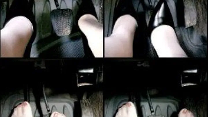 Scarlet Driving in Pantyhose & Black Pumps