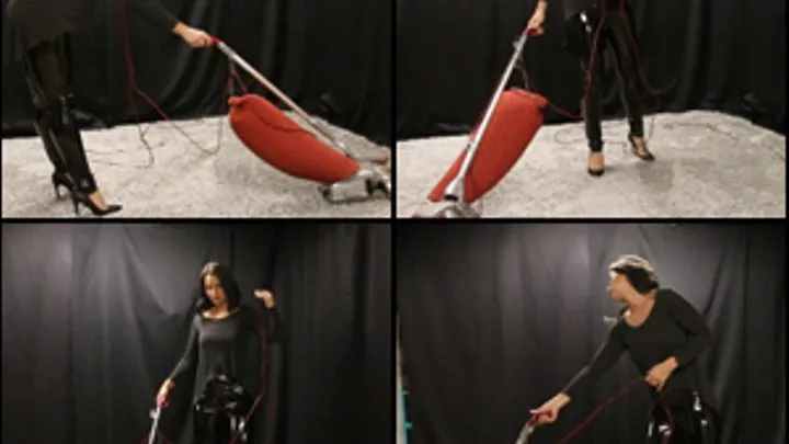 Jane Domino Vacuuming in Shiny Pants & Stilettos