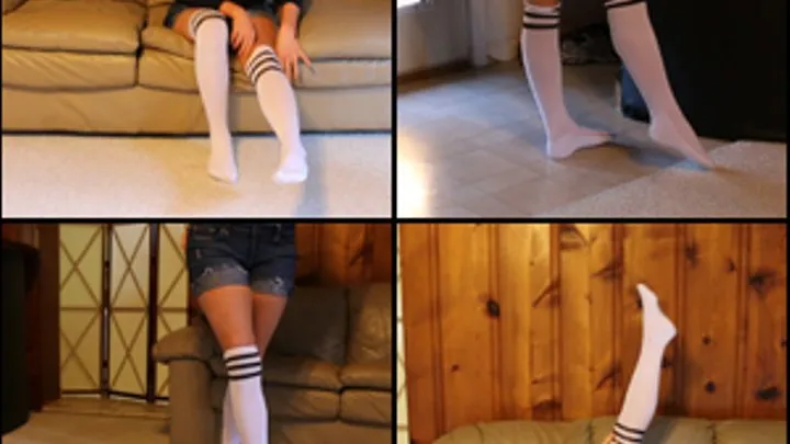 Britney in Striped Over-the-Knee Socks