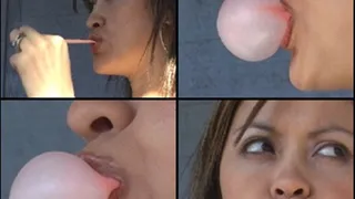 Nikki Blowing Bubbles Outside