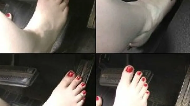 Scarlet Driving Barefoot with Red Nails