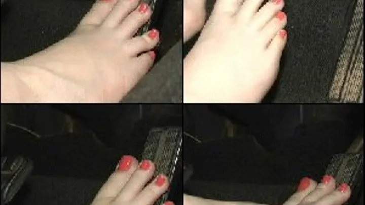 Scarlet Driving Barefoot with Pink Nails