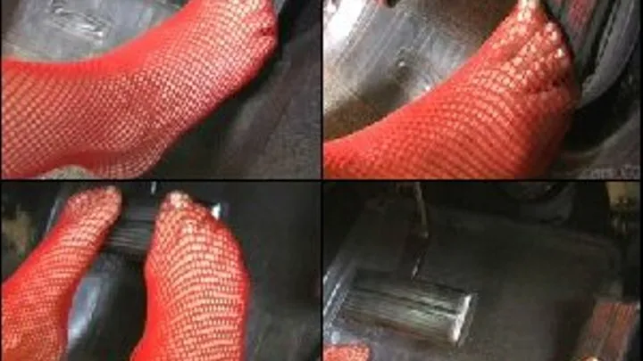 Aylalee Driving in Red Fishnets