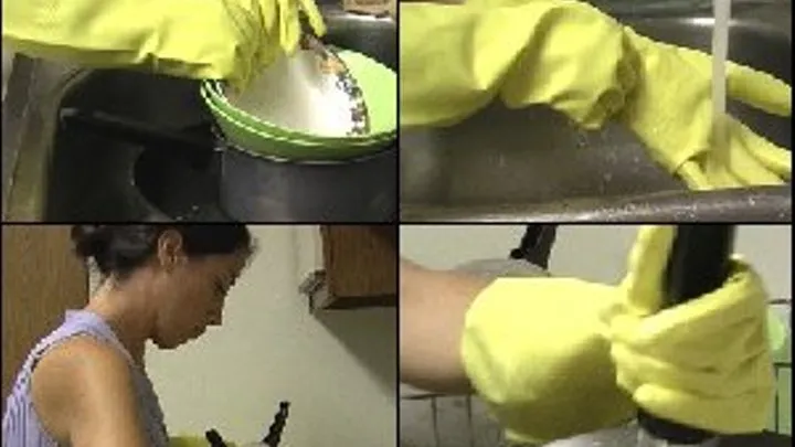 Aylalee Doing Dishes in Yellow Latex Gloves