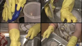 Scarlet Doing Dishes in Yellow Latex Gloves