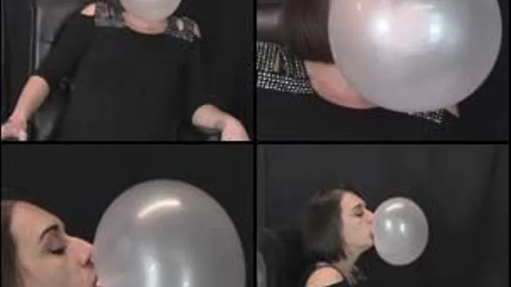 Rae Blowing Huge Bubbles in Black Top