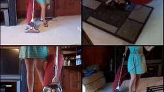 Audrey Vacuuming in Brown Flip Flops