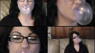 Audrey Blowing Bubbles in Sexy Glasses