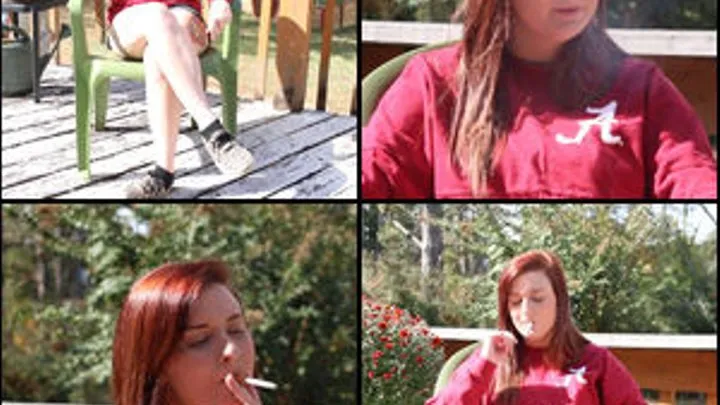 Kimmie Smoking in Red Sweatshirt