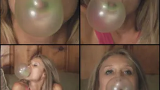Brooke Blowing Bubbles with Green Gum