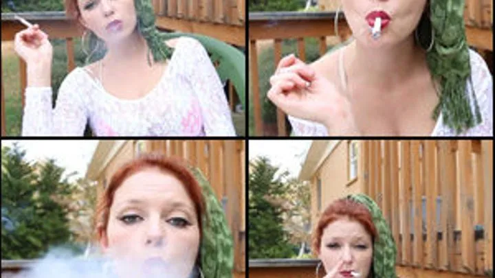 Jamie Lynn Smoking with Scarf in Hair