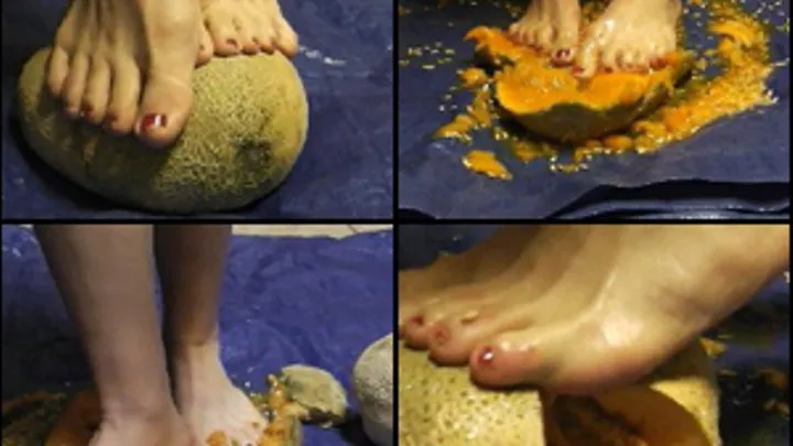 Monroe Crushing 2 Cantaloupes Barefoot