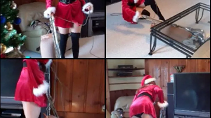 Vivian Vacuuming in Sexy Christmas Outfit