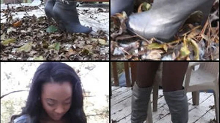 Alex Rayne Crushing Leaves in Over-the-Knee Boots