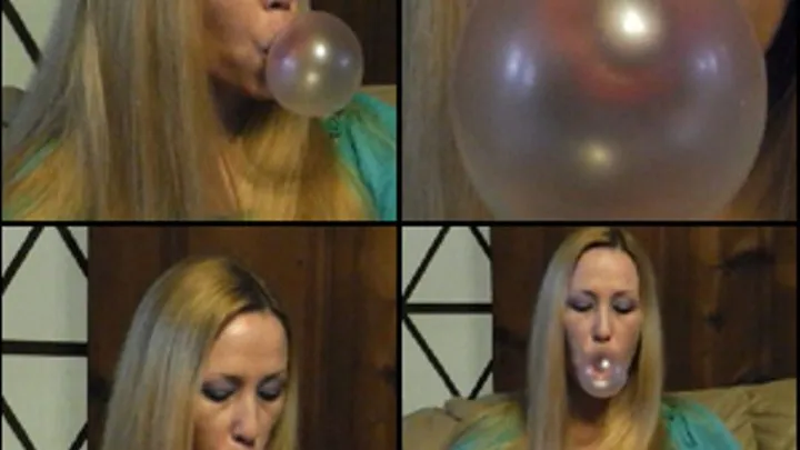 Cassandra Blowing Bubbles in Blue Top