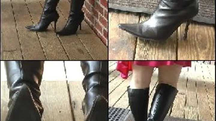 Scarlet in Black Knee-High Boots