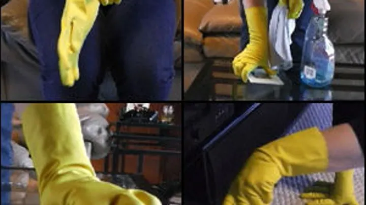 Scarlet Dusting & Cleaning in Yellow Latex Gloves