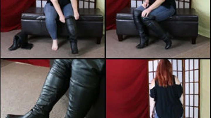 Scarlet's Black OTK Boots Showing Wear