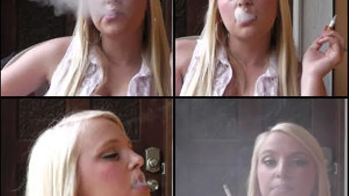 Ellie Mae Blowing Smoke at the Camera