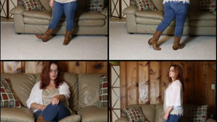 Scarlet Waiting in Brown Cowgirl Boots over Jeans