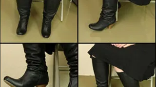 Scarlet's Impatient Toe & Heel Tapping in Black Knee Boots