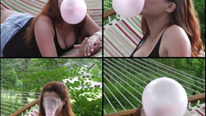 Vivian Blowing Bubbles on the Hammock