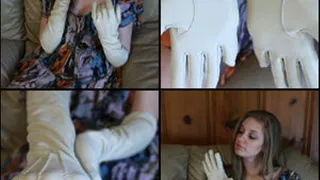 Jenny in New White Leather Gloves