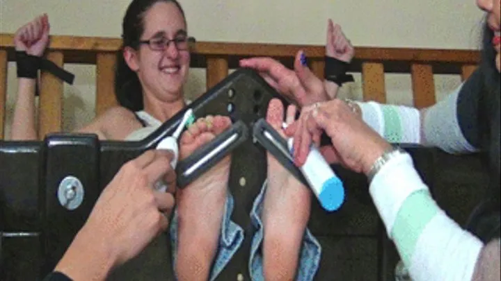 Alexas Feet Tickled by Two in Toe Bars