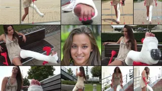 Amirah LLWC Crutching and Hopping in the Park with Foot Show